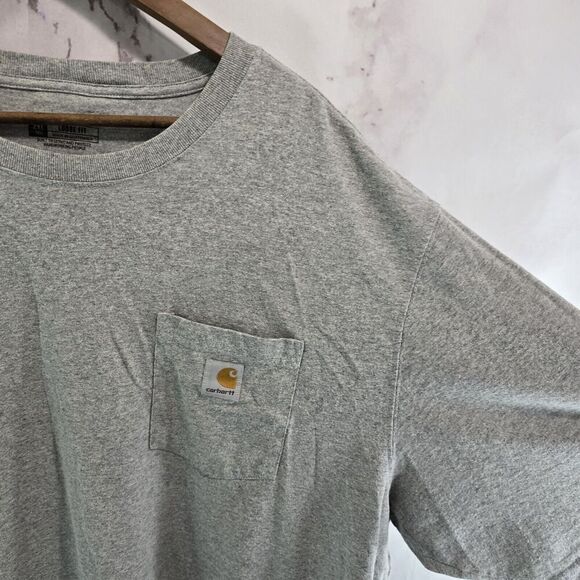 Carhartt T Shirt Mens 2XL Tall Grey Pocket Loose Fit Tee Short Sleeve - Picture 9 of 10